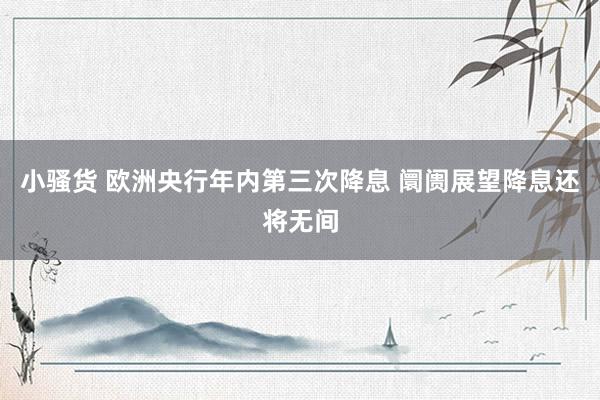 小骚货 欧洲央行年内第三次降息 阛阓展望降息还将无间
