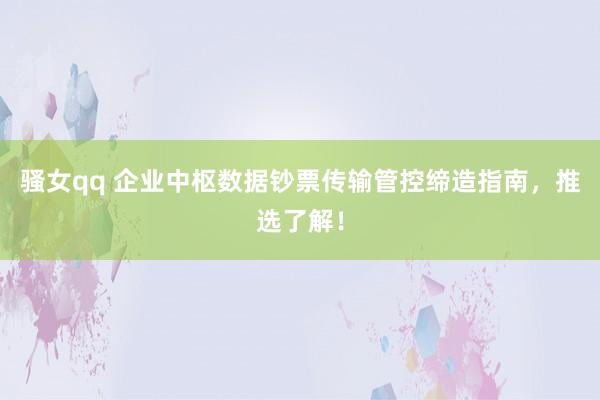 骚女qq 企业中枢数据钞票传输管控缔造指南，推选了解！