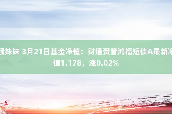 骚妹妹 3月21日基金净值：财通资管鸿福短债A最新净值1.178，涨0.02%