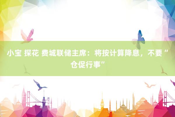小宝 探花 费城联储主席：将按计算降息，不要“仓促行事”