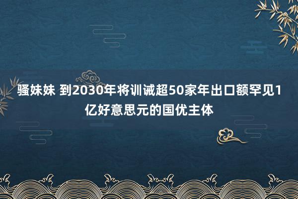 骚妹妹 到2030年将训诫超50家年出口额罕见1亿好意思元的国优主体