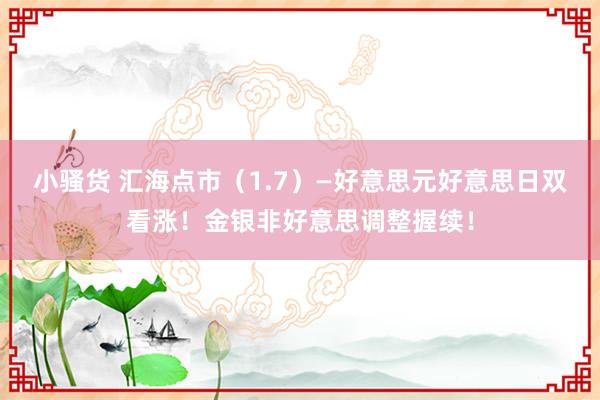 小骚货 汇海点市（1.7）—好意思元好意思日双看涨！金银非好意思调整握续！