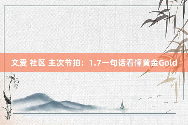 文爱 社区 主次节拍：1.7一句话看懂黄金Gold