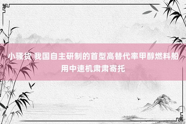 小骚货 我国自主研制的首型高替代率甲醇燃料船用中速机肃肃寄托