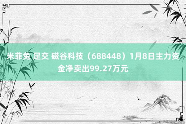 米菲兔 足交 磁谷科技（688448）1月8日主力资金净卖出99.27万元