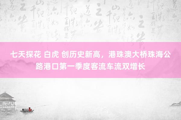 七天探花 白虎 创历史新高，港珠澳大桥珠海公路港口第一季度客流车流双增长