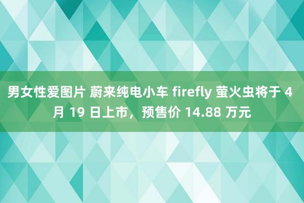 男女性爱图片 蔚来纯电小车 firefly 萤火虫将于 4 月 19 日上市，预售价 14.88 万元