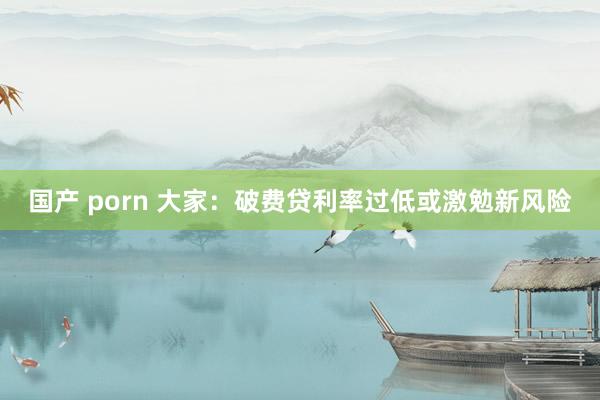 国产 porn 大家：破费贷利率过低或激勉新风险