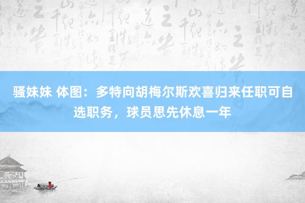 骚妹妹 体图：多特向胡梅尔斯欢喜归来任职可自选职务，球员思先休息一年